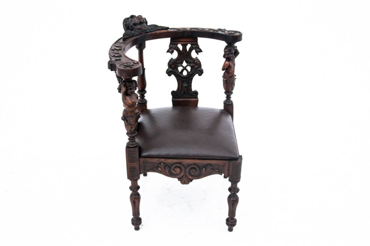 Antique corner armchair, Western Europe, circa 1900.