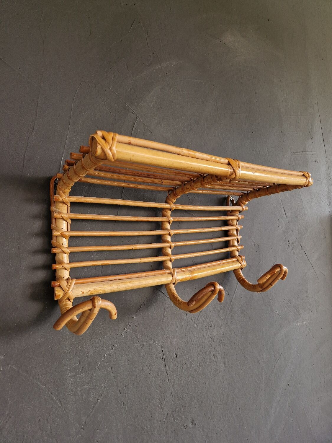 Rattan coat rack