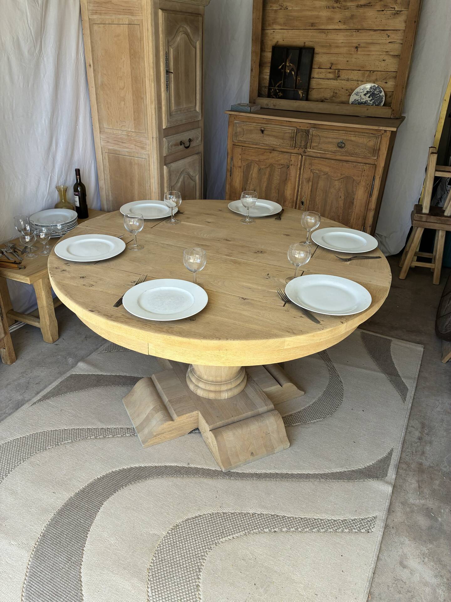 Solid oak farmhouse table with extensions