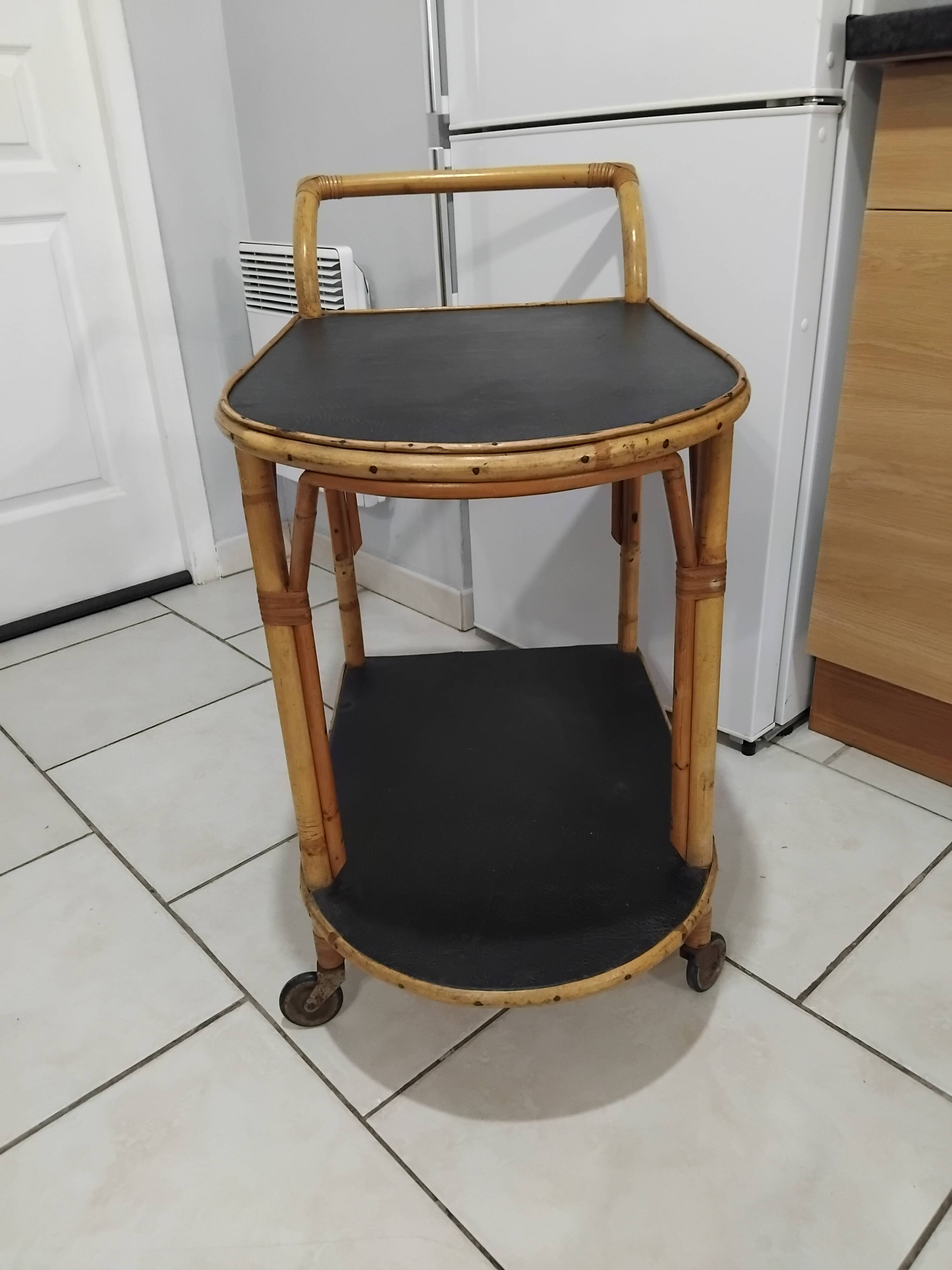 Vintage rattan serving trolley