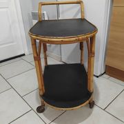 Vintage rattan serving trolley
