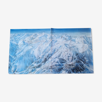 Affiche de pra-loup (ubaye-provence)- plan des pistes de ski par pierre novat (1988)