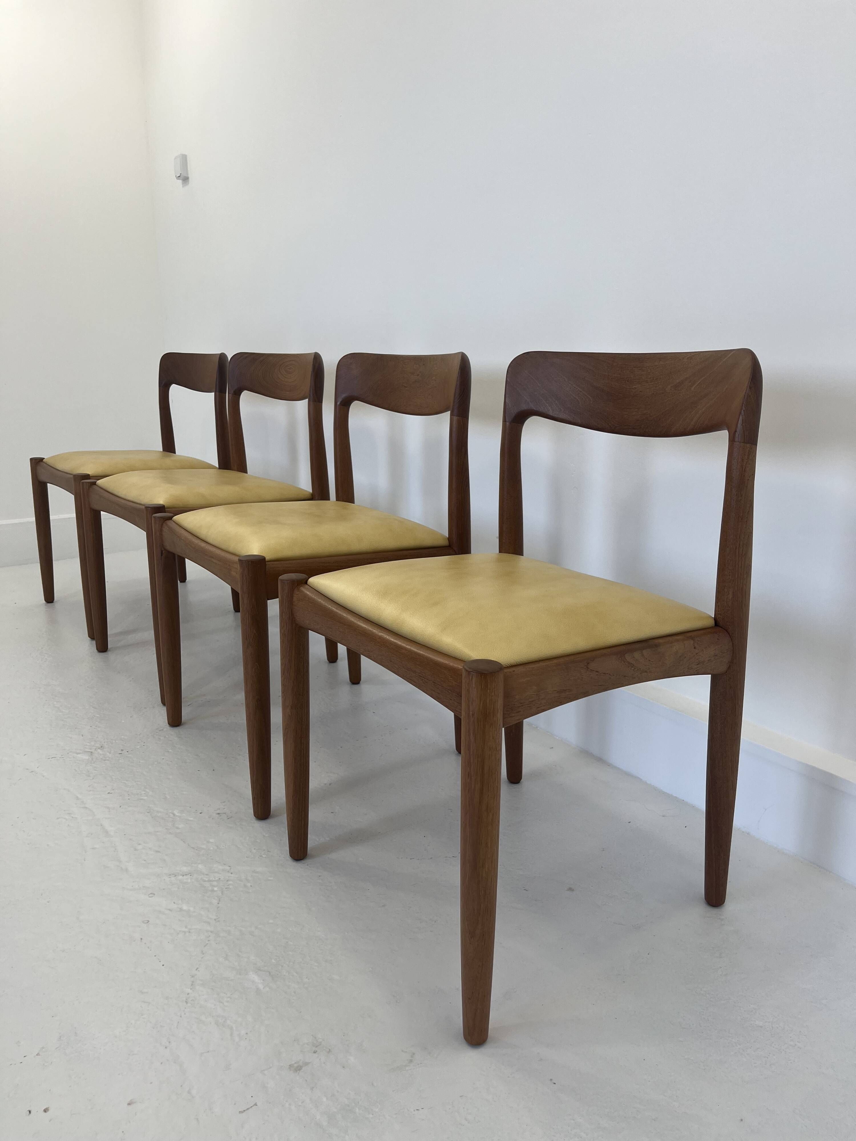 Vintage Danish Dining Chairs in Teak by H.W. Klein for Bramin, Set of 4