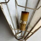 Pair of fan-shaped wall lights in glass paste and brass.