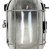 Industrial brown bakelite wall light with frosted glass, 1960s