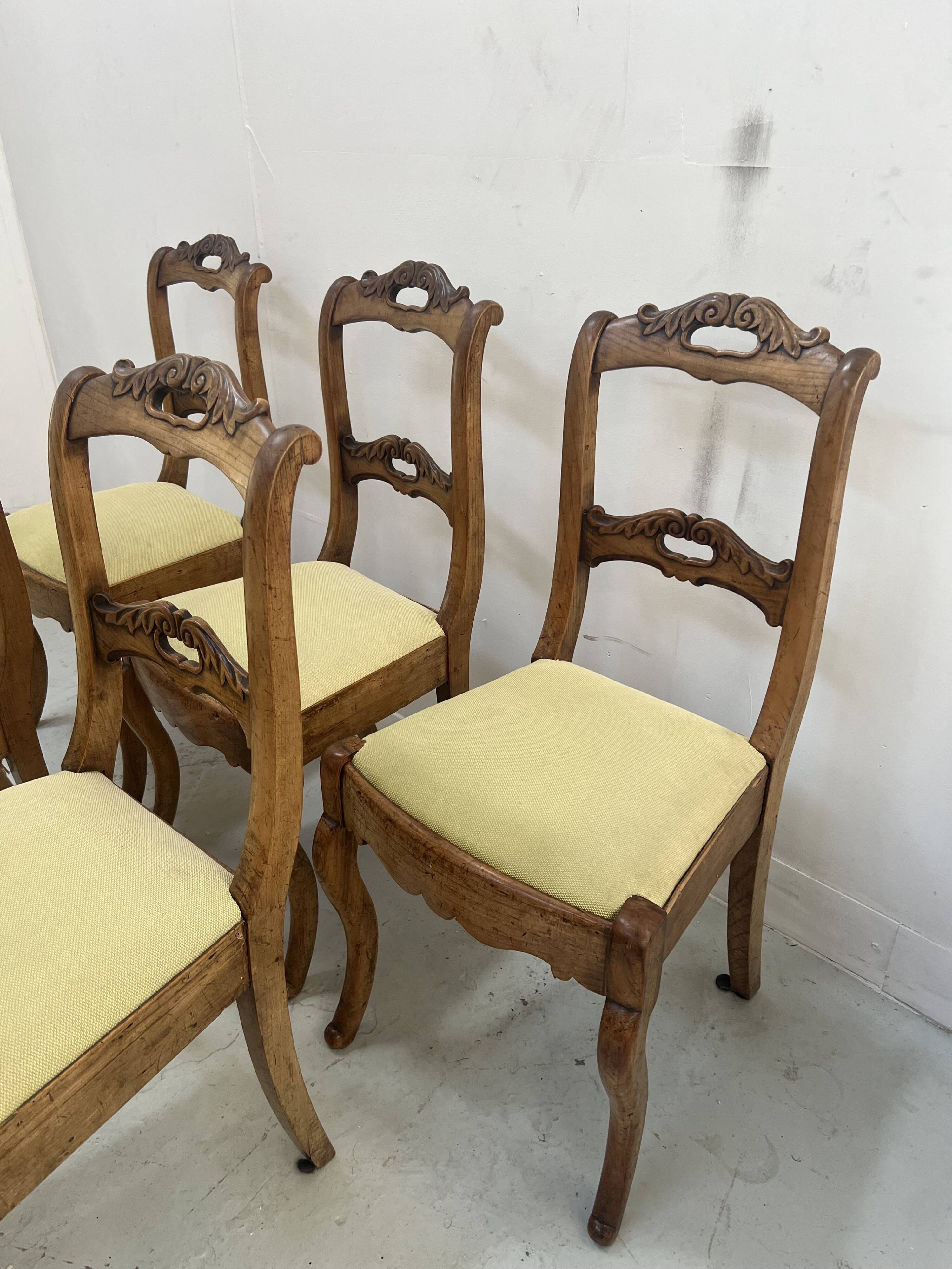 Set of six Louis Philippe style chairs in cherry wood, 19th century