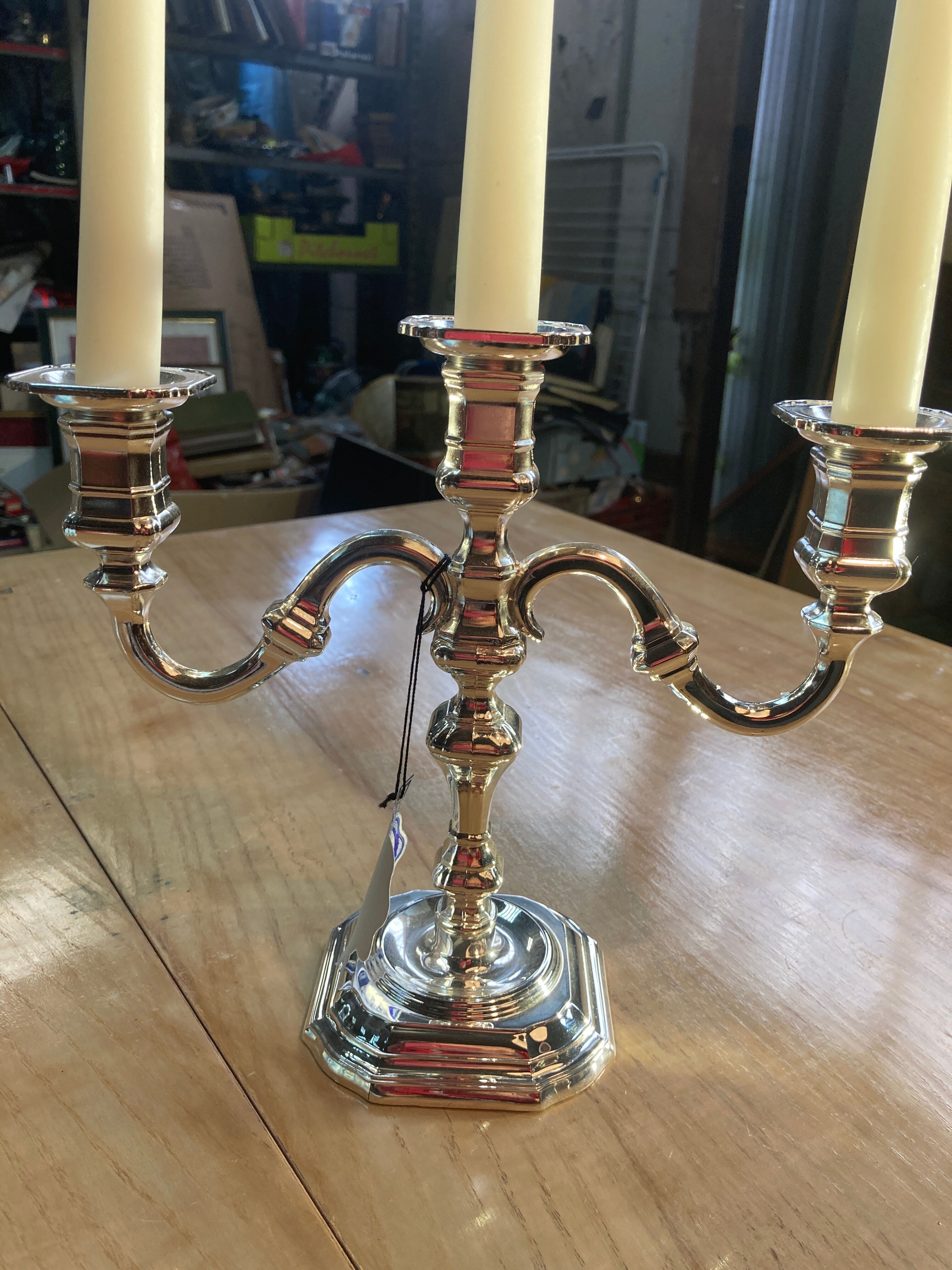 3-pointed silver candlestick with pure silver 1000/1000e