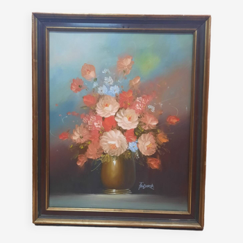 Peinture  fleurs dans un vase