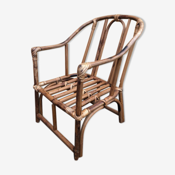 Children's armchair in rattan and bamboo