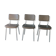 3 bronze-green faux leather chairs with chrome frames
