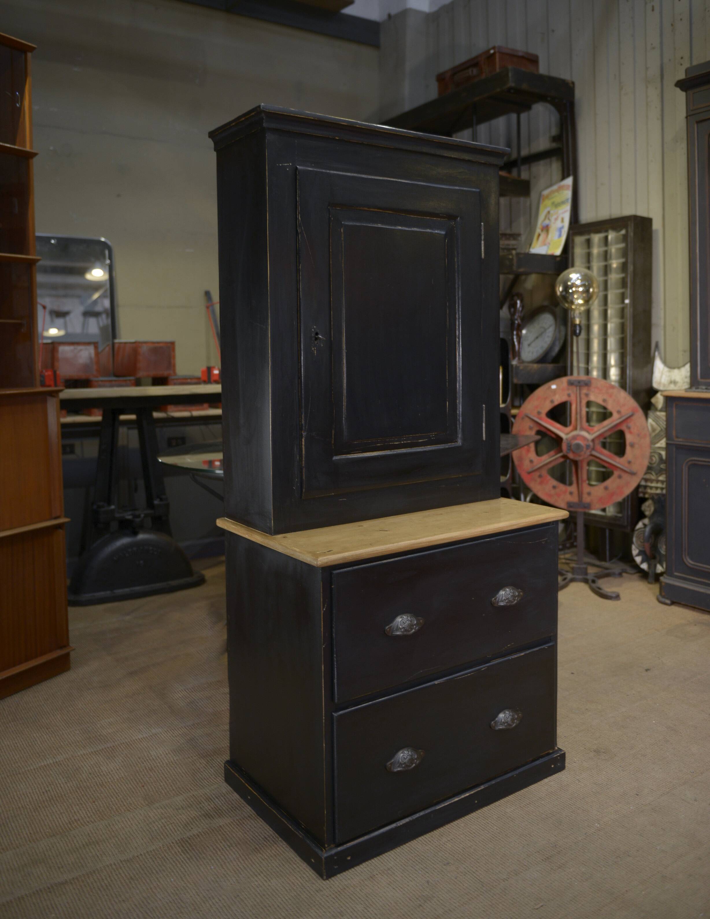 Small 2-drawer fir cabinet 1960