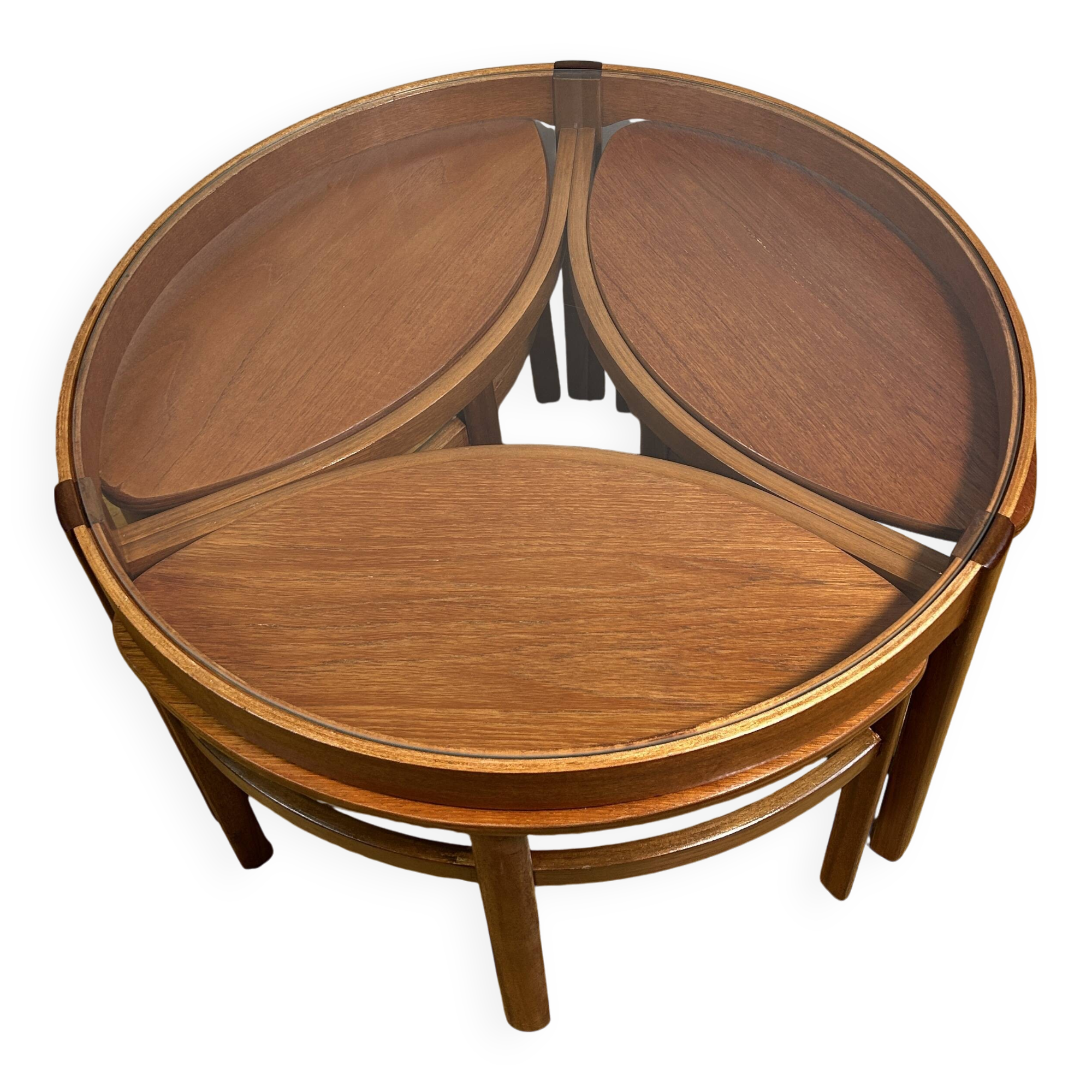 Mid century retro vintage teak round coffee table by Nathan Trinity 1960