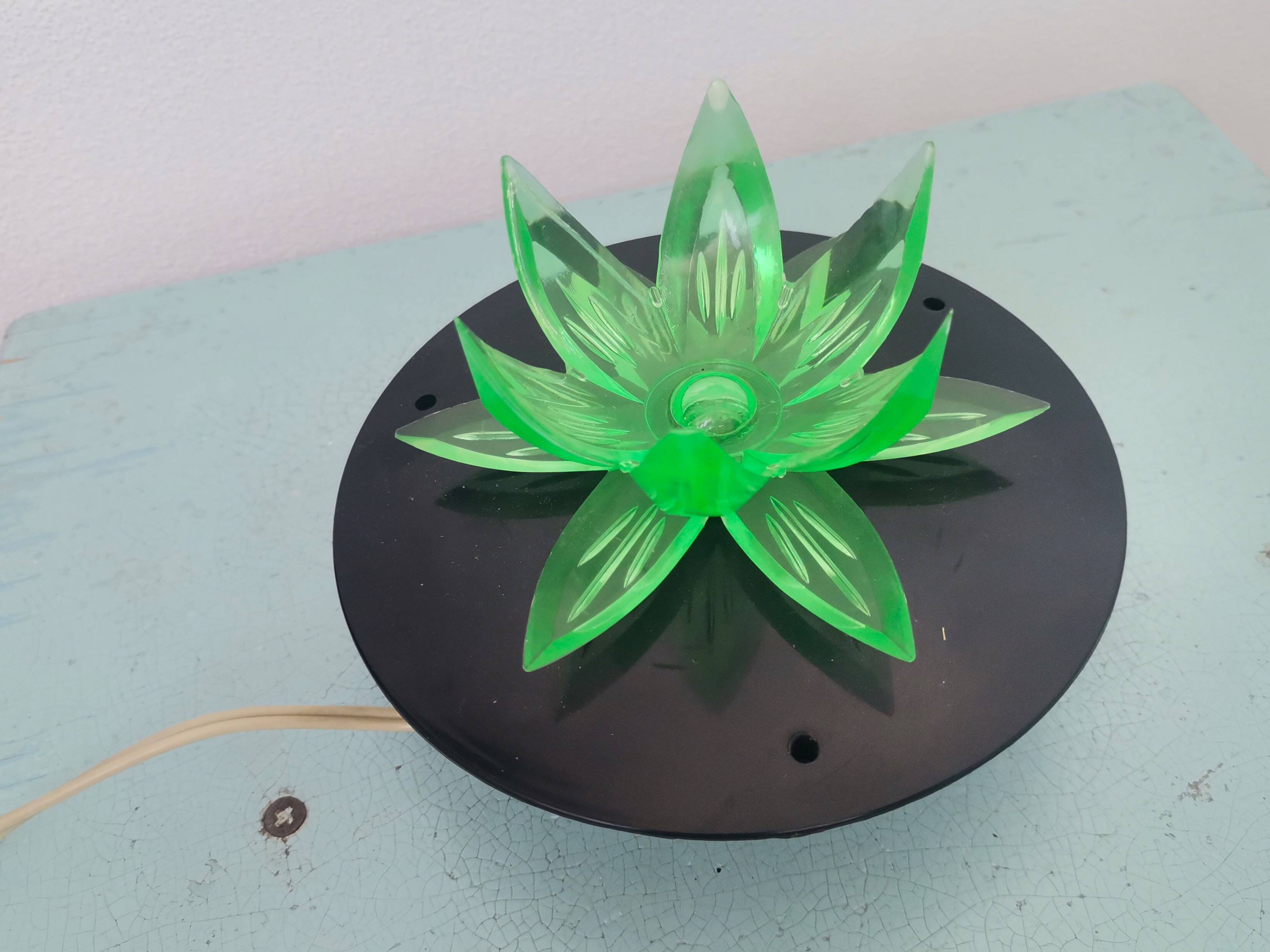 Green Water Lily Lotus Flower Night Light Lamp, Eastern Europe