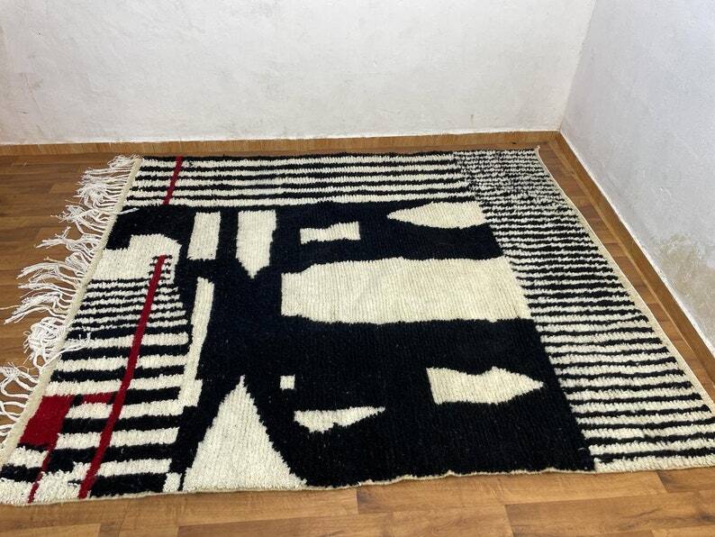 Black wool rug 250cm x 150cm