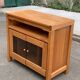 Glass-fronted Scandinavian oak sideboard from the 1980s.