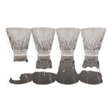 Set de 4 verres digestifs en cristal ciselé vintage Shell
