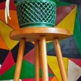 Vintage solid blond wood bar stool