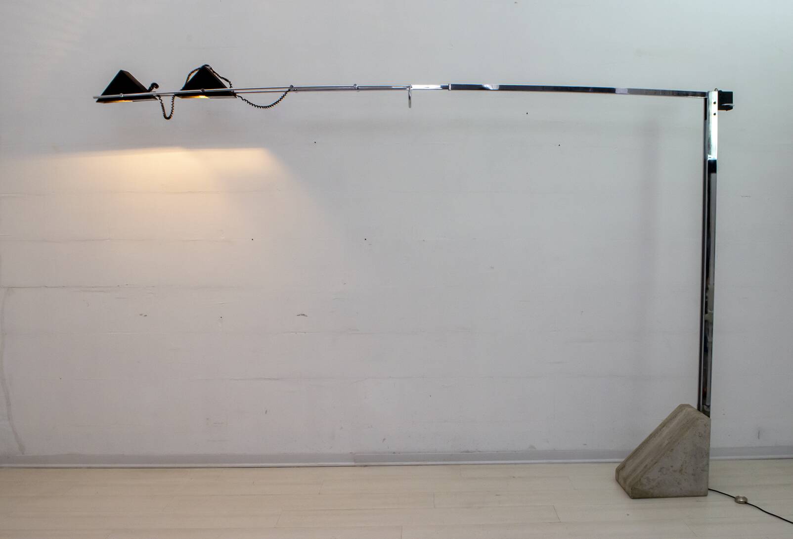 Mid-Century Modern Italian Steel and Travertine Floor Lamp, 1970s