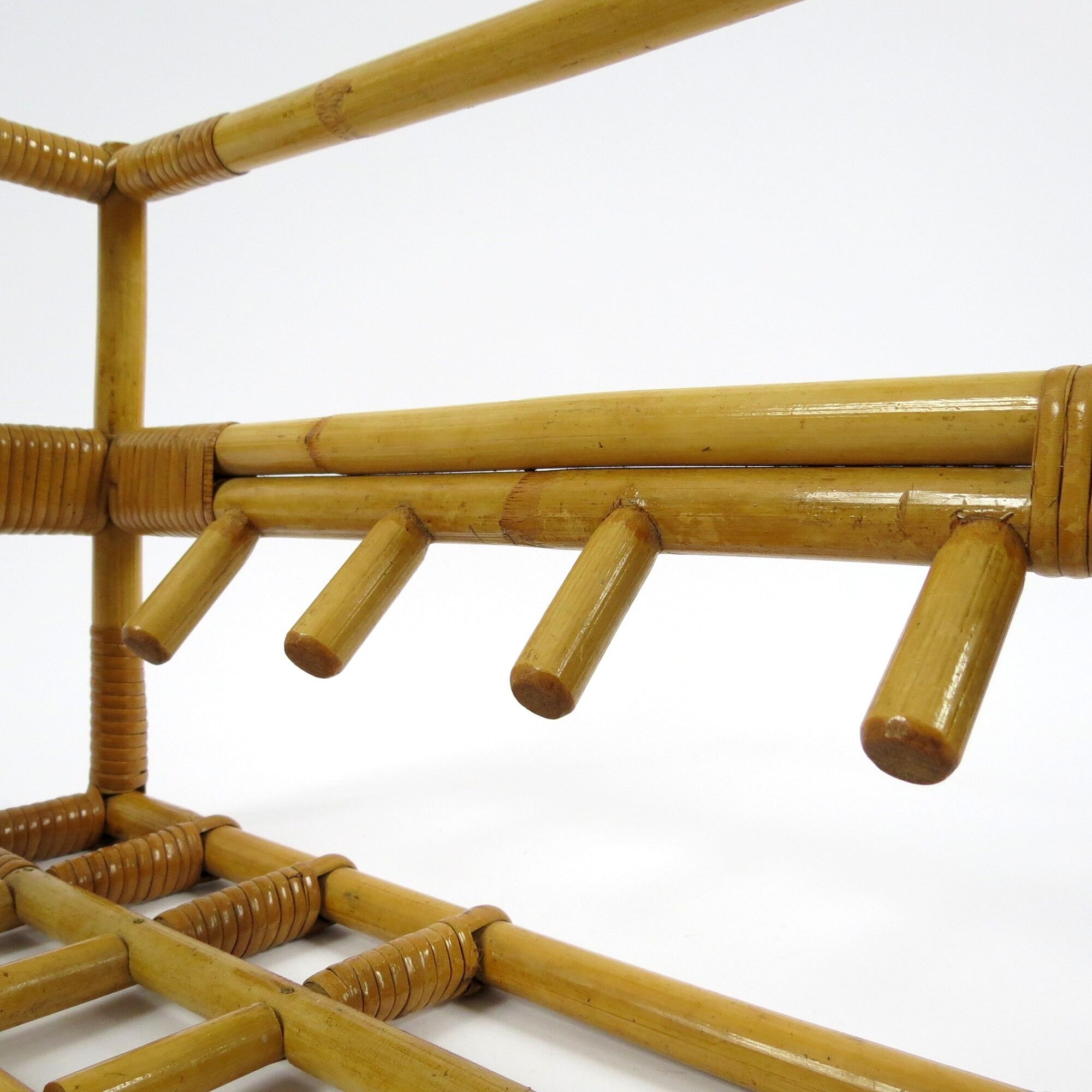 Bamboo and rattan coat rack, 1960s