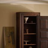 Tall antique oak wardrobe, made by a French cabinetmaker, late 19th century.