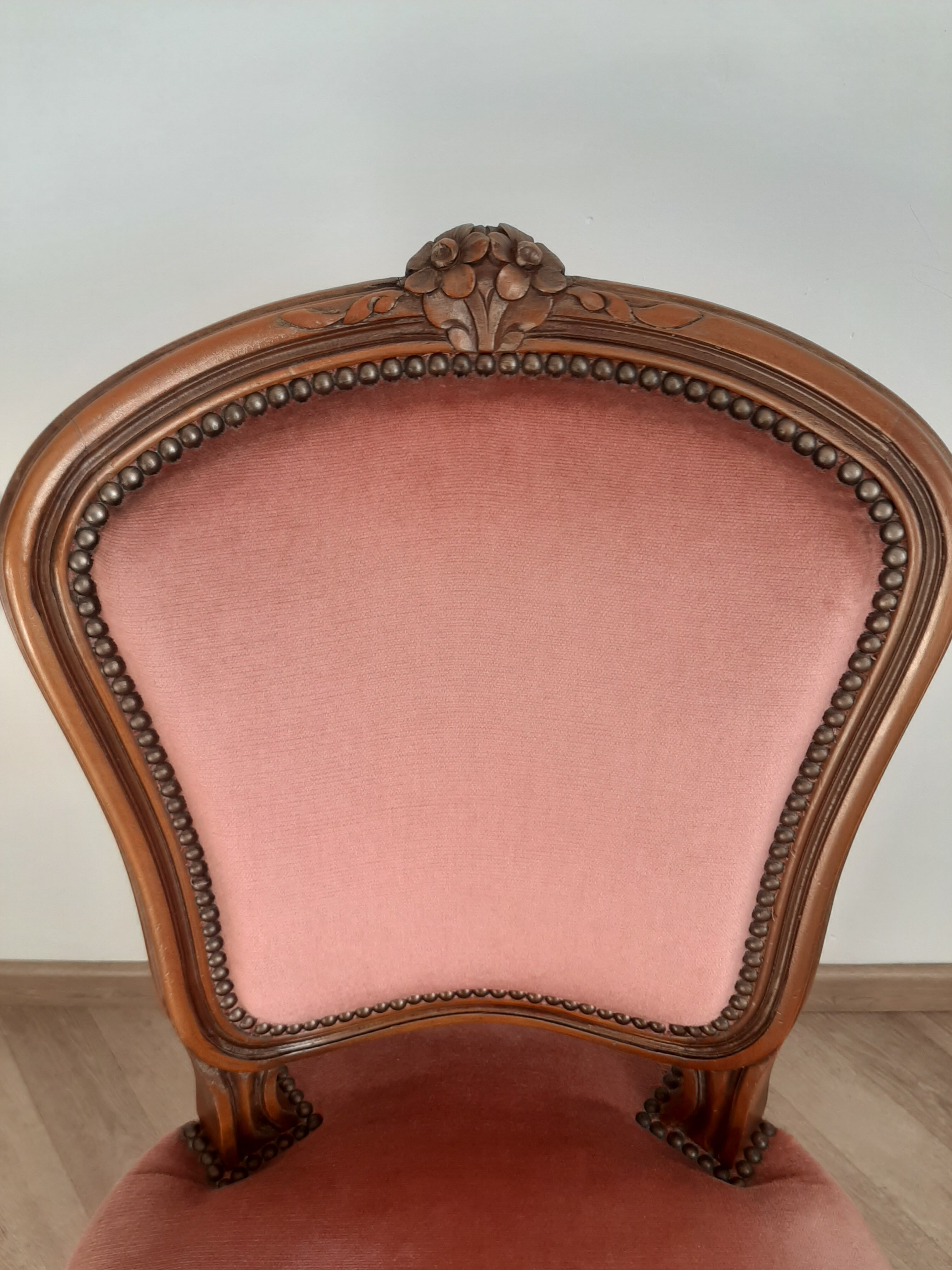 Chaise Louis XV rose