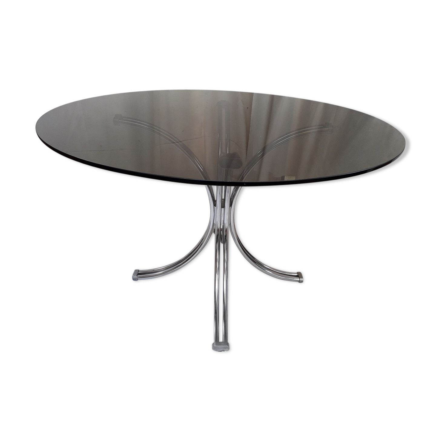 Table ronde verre et chrome design 70