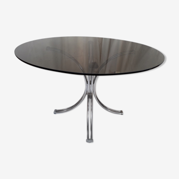 Table ronde verre et chrome design 70