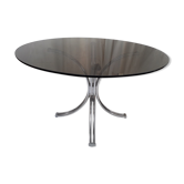 Table ronde verre et chrome design 70