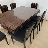 French Art Deco Expandable Dining Room Set, 1930, Set of 9