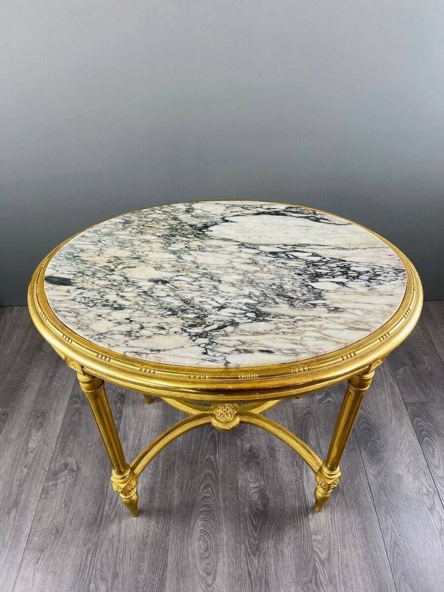 Louis XVI Style Gilded Wood Gueridon Table, 19th Century
