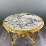 Table Guéridon En Bois Doré, Style Louis XVI, XIXe Siècle