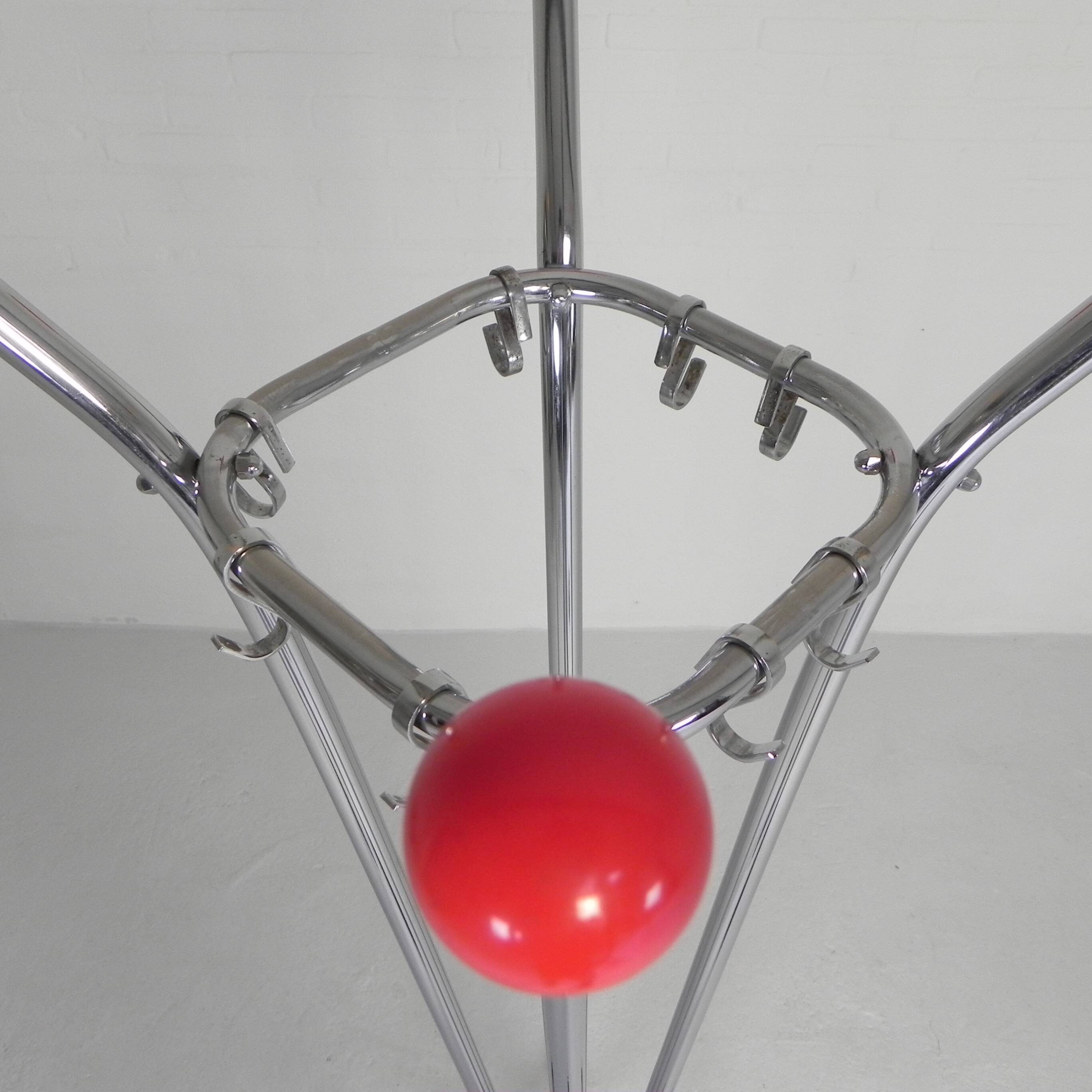 Rare chrome coat rack with colored balls, 1950s