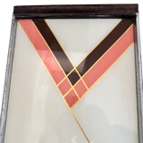 Art Deco wooden and painted glass plateau