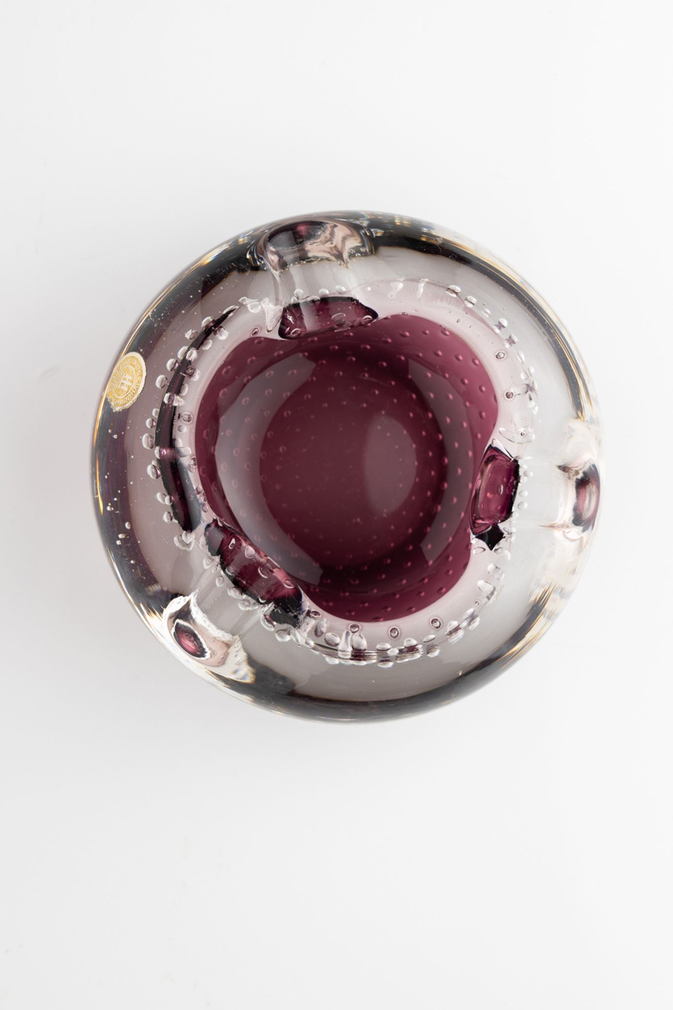 Cendrier en verre à bulles
