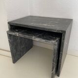 Set of 2 pull-out tables in black/grey marble