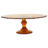 Art Deco Amber Cake Plate Pastry Dish Depression Glass 27cm