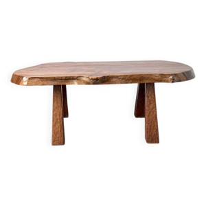 table basse brutaliste - noyer