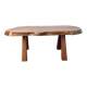 Table basse brutaliste en noyer massif, plateau slab live edge, France