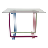 Console en métal multicolore et verre, 1980