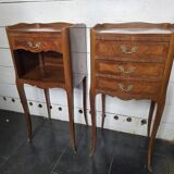 Pair of Louis XV style bedside tables in marquetry