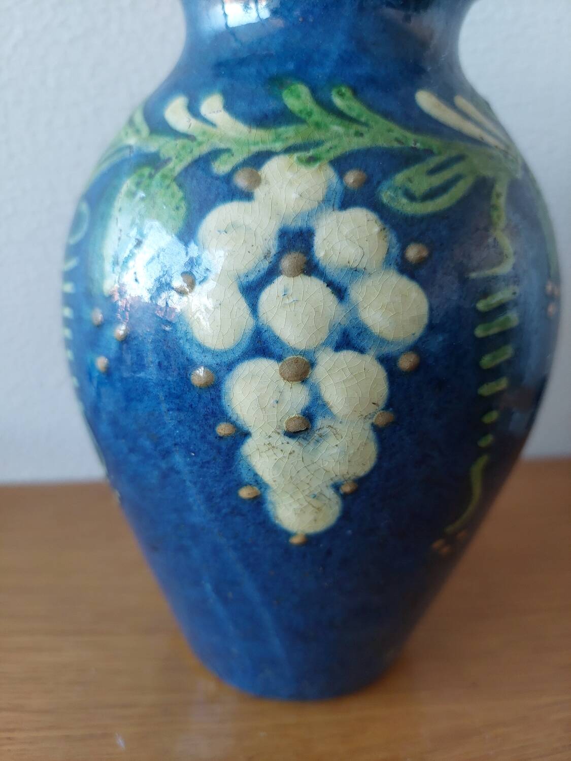 Vase signed Primavera in blue glazed ceramic 1920 1930