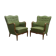 Modern Danish armchairs by Alfred Christensen. Beautiful shape, brass legs.