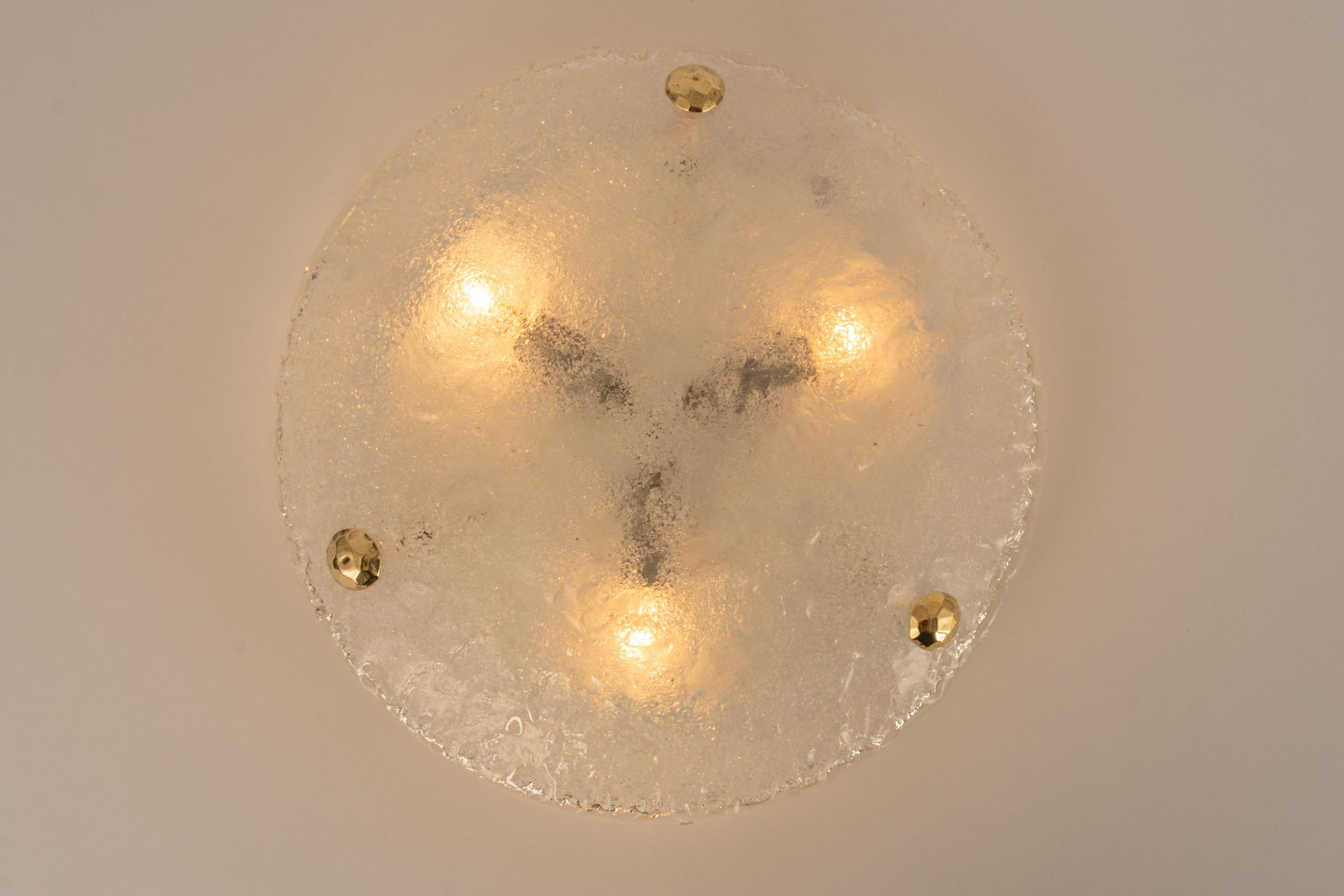 round glass ice Murano ceiling lights by Hillebrand, Germany, 1970s