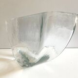 Vase Container Tealight Holder Thick Glass Hammered Half Moon Design