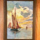 Impressionist painting - Marine Oil on canvas - 19th century - French Impressionist school