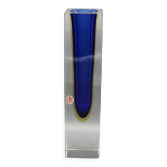 Large vintage sommerso vase murano glass flavio polished seguso italy 1970