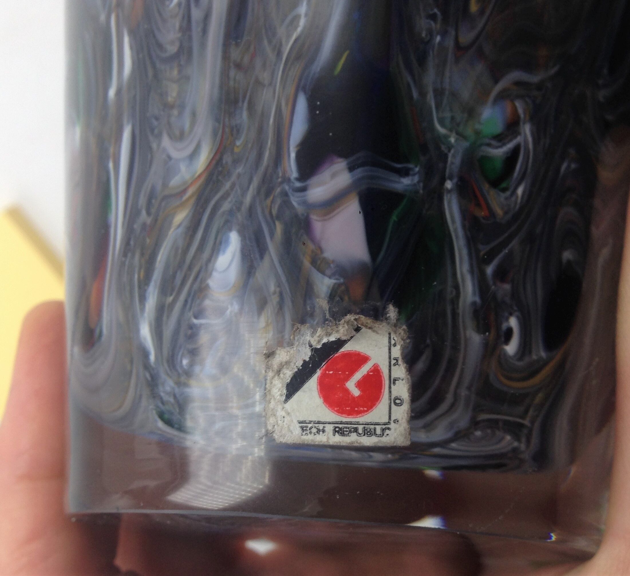 Boheme vase in multicolored thick glass splashes height 27 cm