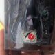 Boheme vase in multicolored thick glass splashes height 27 cm
