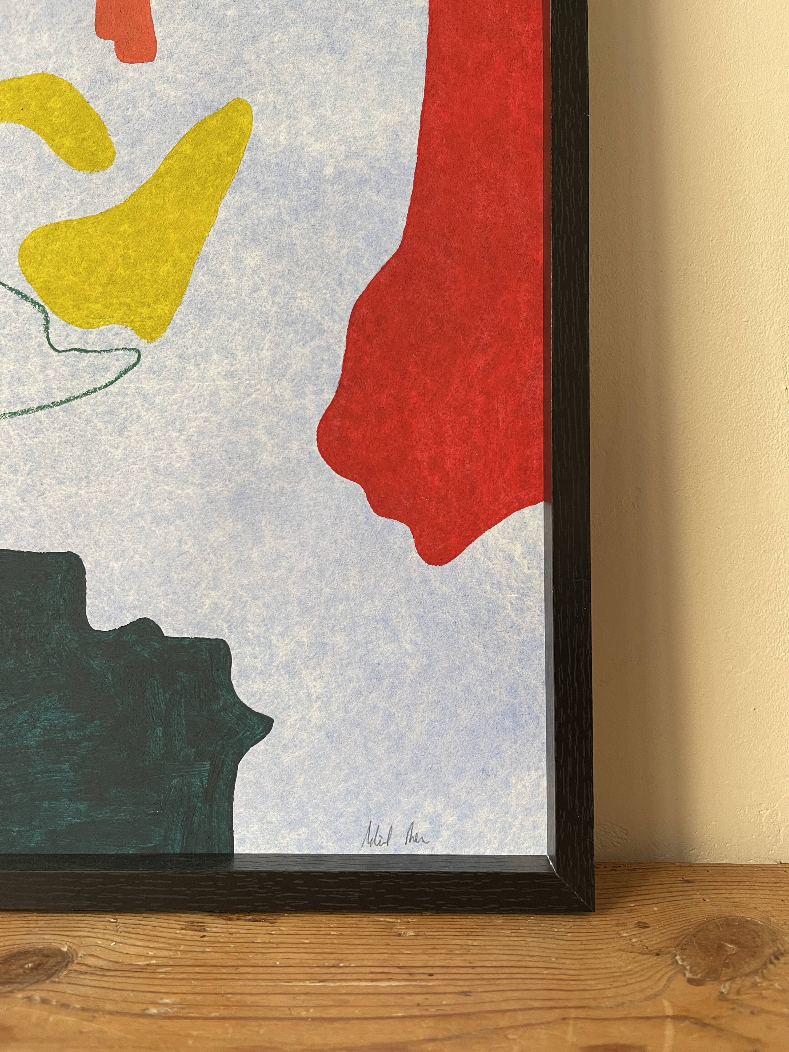 Colorful abstract painting, hand painted in acrylic on paper