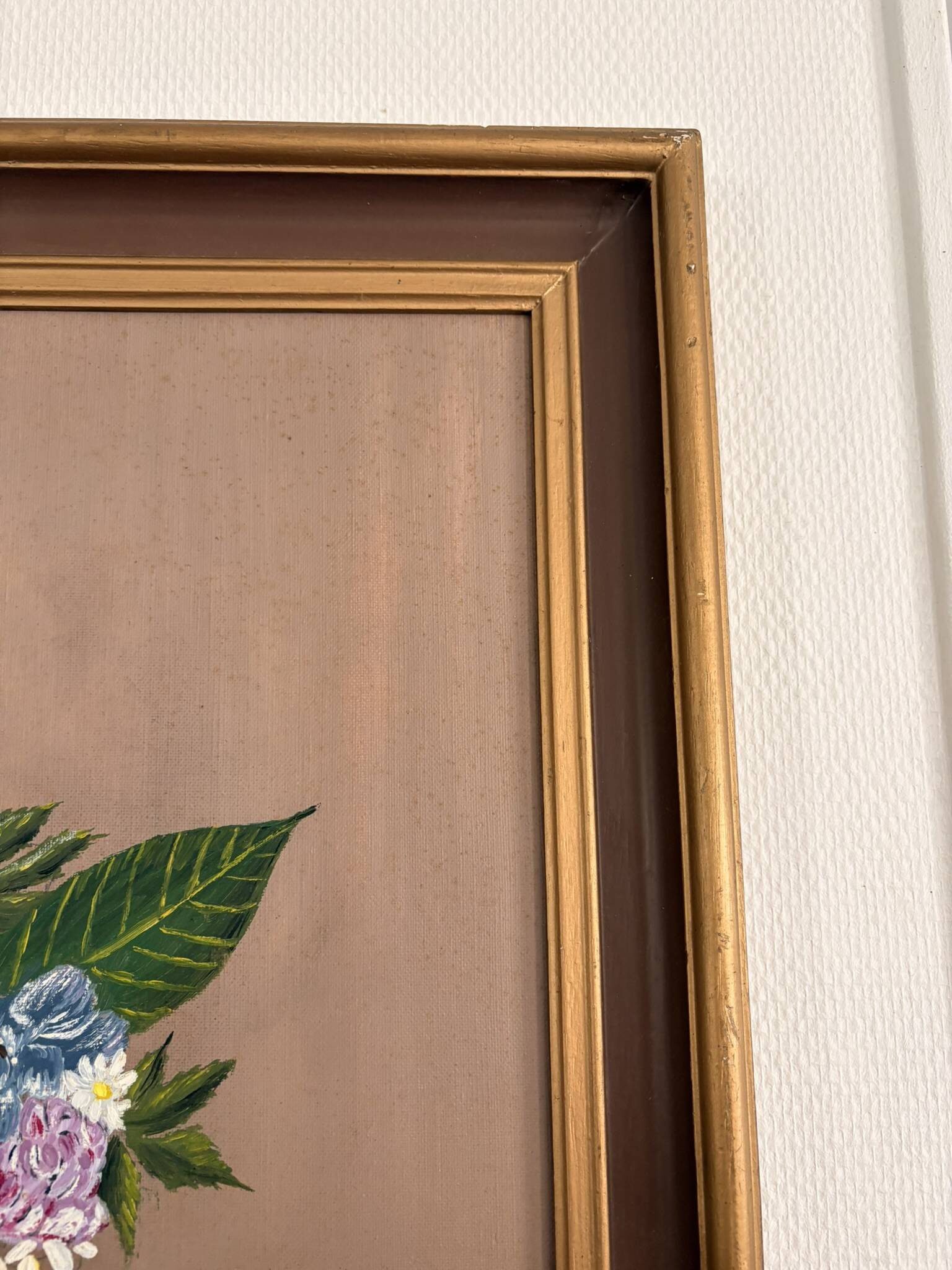 Old Oil Painting on Canvas Still Life Flower Bouquet Framed